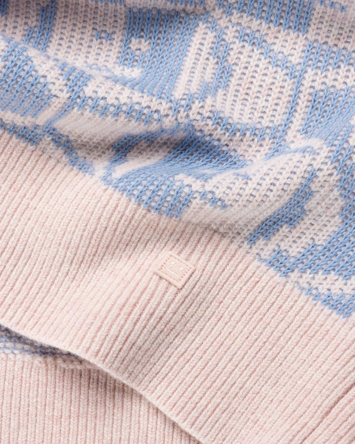 Acne Studios – Jacquard Crew Neck Jumper Faded Pink Melange/Light Blue